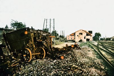The damaged train station of Dombasle-en-Argonne west of Verdun, September 1916 by Jules Gervais Courtellemont